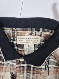 Natural Issue Polo Shirt Tartan Check Golfer Print Novelty Cotton Size XL