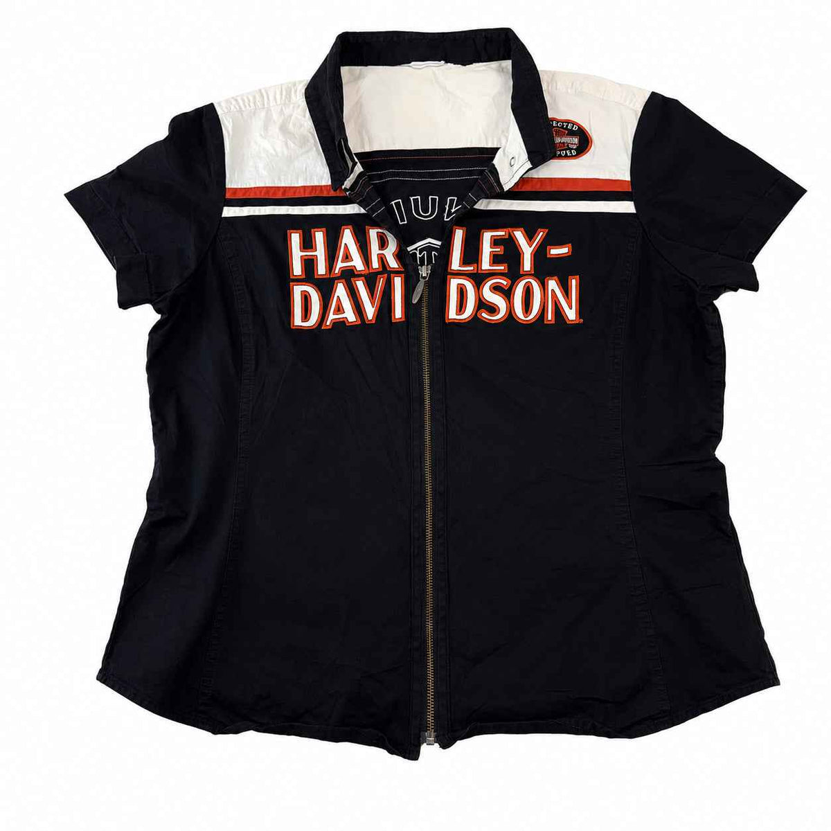 Harley-Davidson Colour-Block Zip-Front Racing Shirt (Size L)