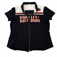 Harley-Davidson Colour-Block Zip-Front Racing Shirt (Size L)