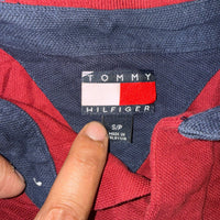 Tommy Hilfiger Long Sleeve Rugby Polo Shirt – Burgundy/Navy/White – Size S