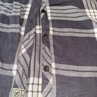 Harley-Davidson Grey & White Plaid Flannel Button-Up Shirt, Men's XL