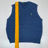 Polo Ralph Lauren Sweater Vest Blue Pima Cotton V-Neck Mens Size L
