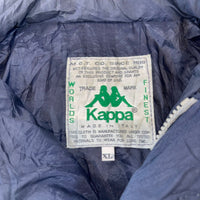 Vintage Kappa Puffer Jacket XL Beige Cream Navy Embroidered Logo 90s Y2K Oversized Coat
