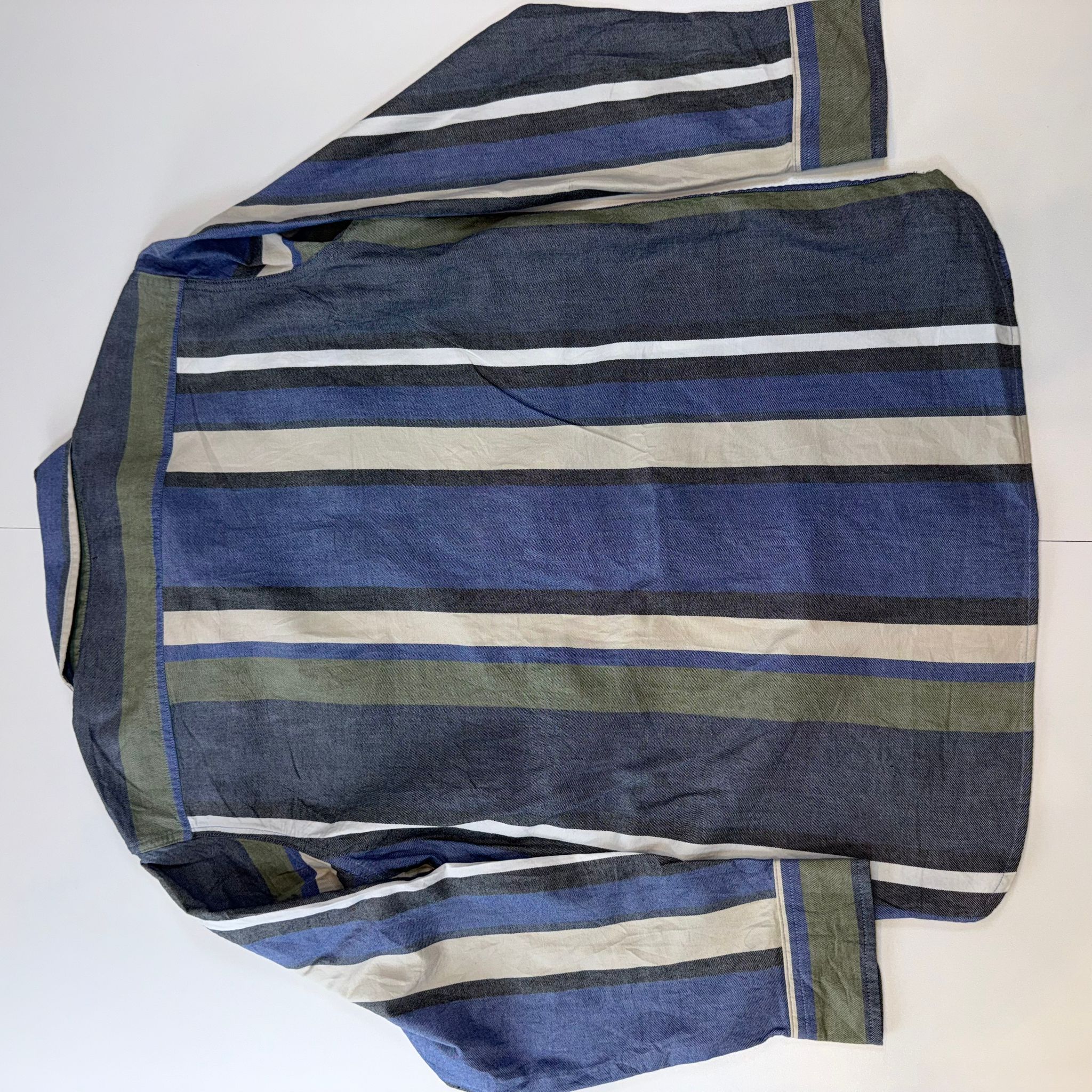 Levi’s Relaxed Fit Striped Button-Up Shirt Men’s Small Blue Green Long Sleeve Casual