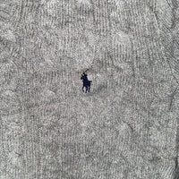 Polo Ralph Lauren Cable Knit Jumper Grey Silk V-Neck Mens Size XL