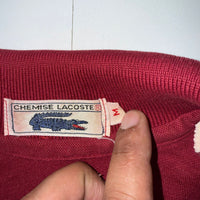 Vintage Chemise Lacoste Burgundy Polo Shirt Men's Medium M Red Croc Short Sleeve Made in France
