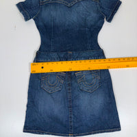 True Religion Denim Shirt Dress Fitted A-Line Blue Size XS Y2K