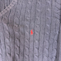 Polo Ralph Lauren Cable Knit Jumper Navy V-Neck Cotton Mens Size XXL