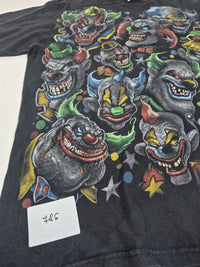 Evil Clowns All Over Print Graphic T-Shirt Faded Black Size M
