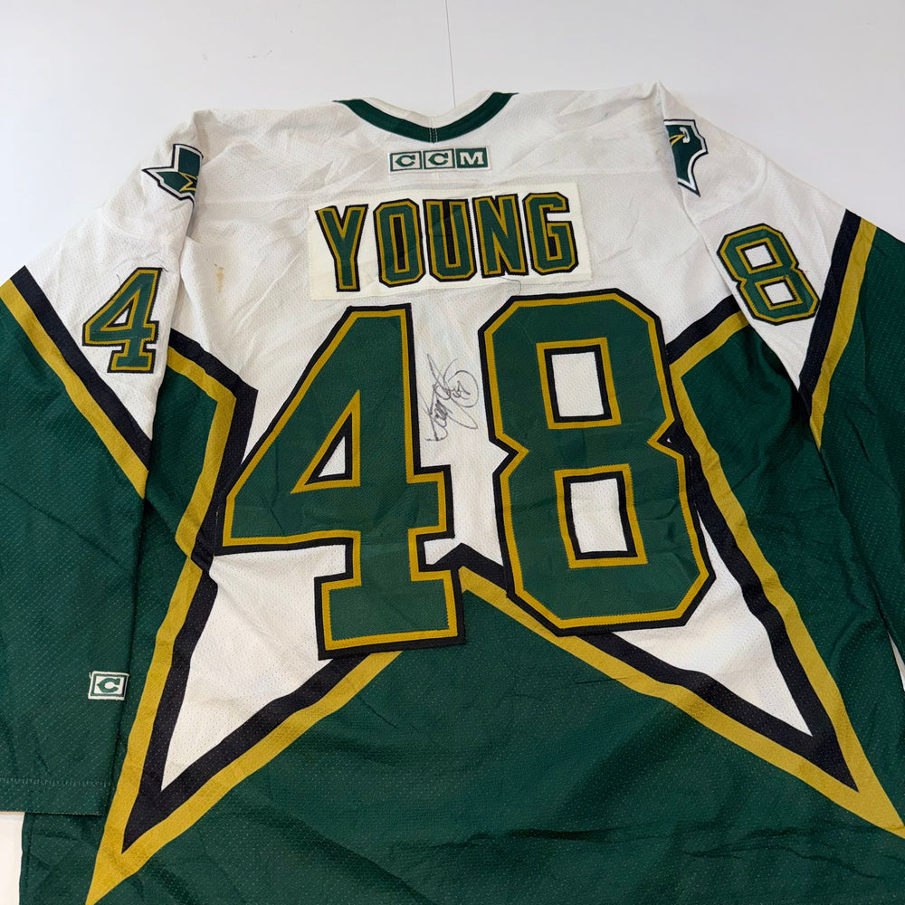 Vintage CCM Dallas Stars Steve Young #48 Autographed Jersey (Adult Large, Made in Canada)