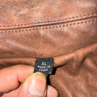 Roundtree & Yorke Genuine Leather Brown Bomber Jacket XL Vintage Aviator Flight Jacket