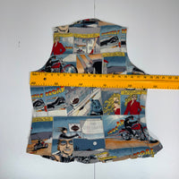 Harley-Davidson Comic Print Sleeveless Button Vest Novelty Size L