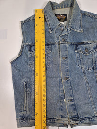 Harley-Davidson Vintage 90s Denim Vest Bar Shield Back Patch Biker Mens M