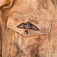 Vintage Avirex Style Distressed Leather Bomber Flight Jacket Brown Buffalo Hunters 52 XXL