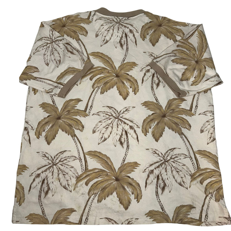 Oakley Sport Polo Shirt Palm Tree Print Cream Cotton Size XXL Mens