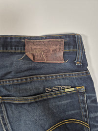 G-Star Raw 3301 Denim Shorts Dark Wash Straight Cut Size 36