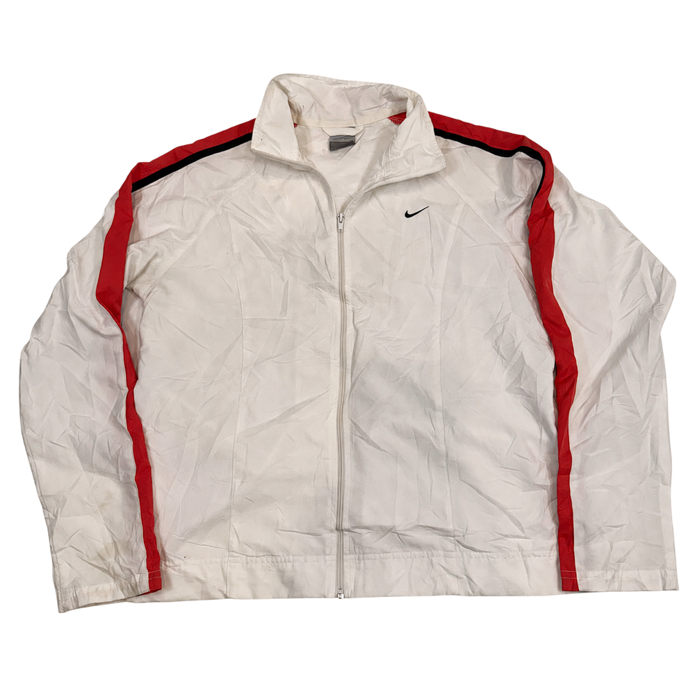 Nike White Red Black Windbreaker Jacket Size M Vintage Y2K