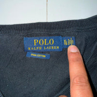 Polo Ralph Lauren V-Neck Jumper Faded Black Pima Cotton Size XL