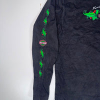 Harley-Davidson Long Sleeve T-Shirt Christmas Holly Graphic Black Size S