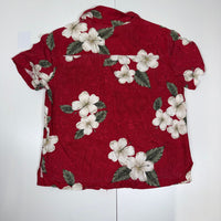 Island Winds Red Floral Hawaiian Shirt Coconut Buttons Rayon Size M