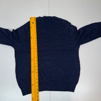 Polo Ralph Lauren V-Neck Jumper Navy Fine Knit Mens Size L