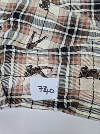 Natural Issue Polo Shirt Tartan Check Golfer Print Novelty Cotton Size XL