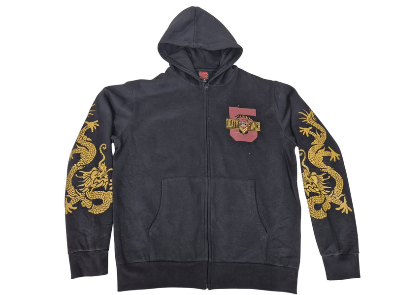 Five Finger Death Punch Dragon Print Zip Hoodie Black Size XL