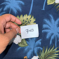 Pacific Legend Navy Hibiscus Hawaiian Shirt Made in Hawaii Cotton Size M