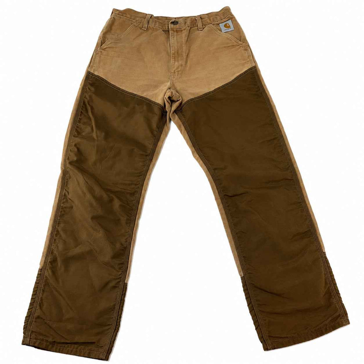 Carhartt Two-Tone Double Front Dungaree Trousers – Khaki/Brown – Size 38x30