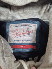 Redskins Leather Varsity Jacket Hooded Petrol Blue Bomber Size L