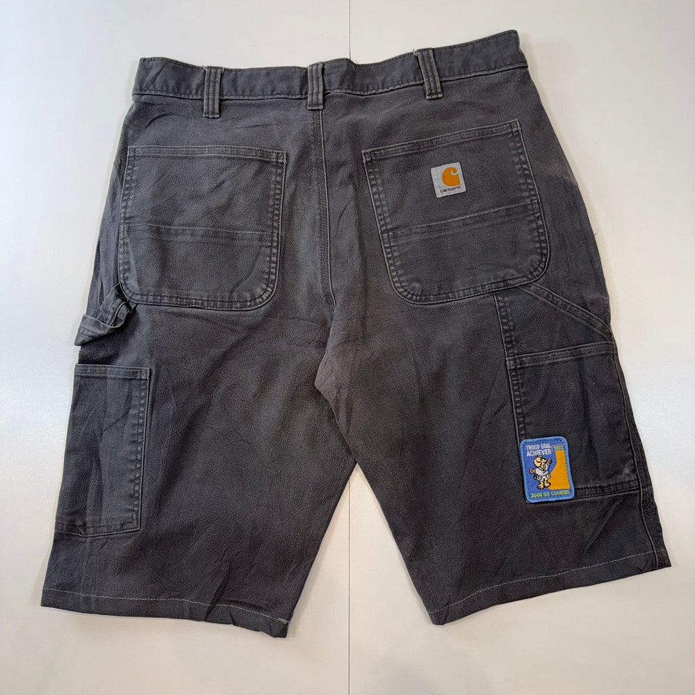 Carhartt Relaxed Fit Carpenter Work Shorts Grey W34 Utility Canvas Vintage