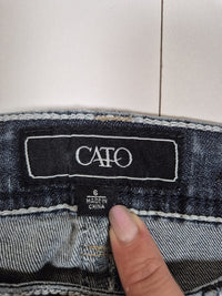Cato Bootcut Jeans Embroidered Rhinestone Pockets Blue Denim Y2K Size UK 8-10