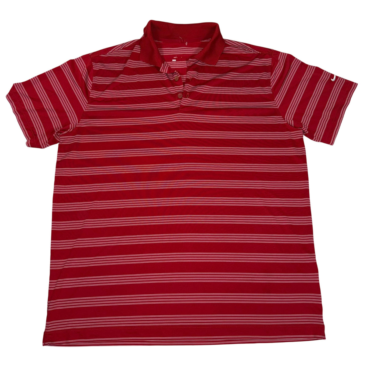Nike Golf Polo Shirt Mens XL Red White Striped Dri-Fit Performance Short Sleeve