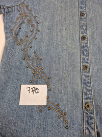 Harley-Davidson Embroidered Denim Snap Shirt Light Wash Western Size L