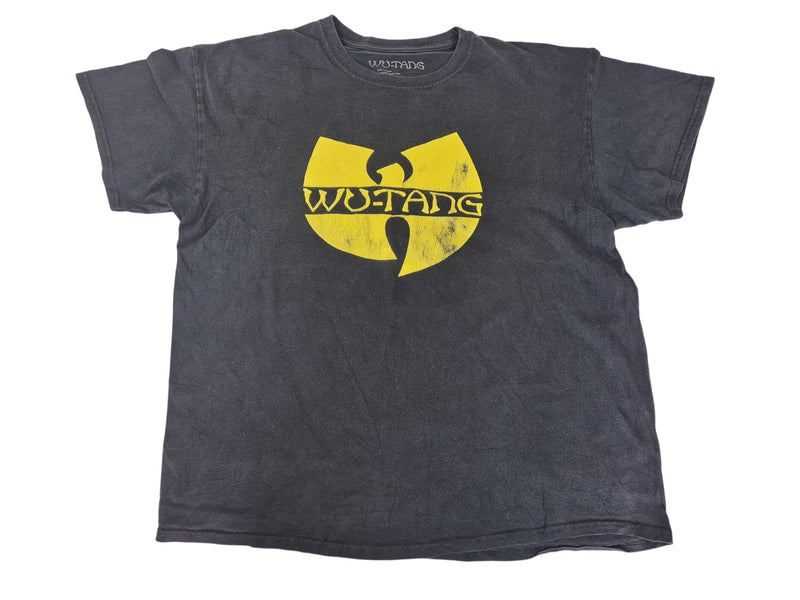 Wu-Tang Clan Graphic T-Shirt Faded Black Cracked Logo Print Size XL