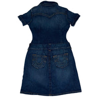 True Religion Denim Shirt Dress Fitted A-Line Blue Size XS Y2K