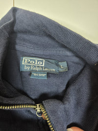 Polo Ralph Lauren Full Zip Jacket Cotton Knit Sweater Mock Neck Navy Size L