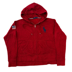 Polo Ralph Lauren USA Big Pony Red Zip Hoodie Jacket Men’s Medium M RL Flag Patch
