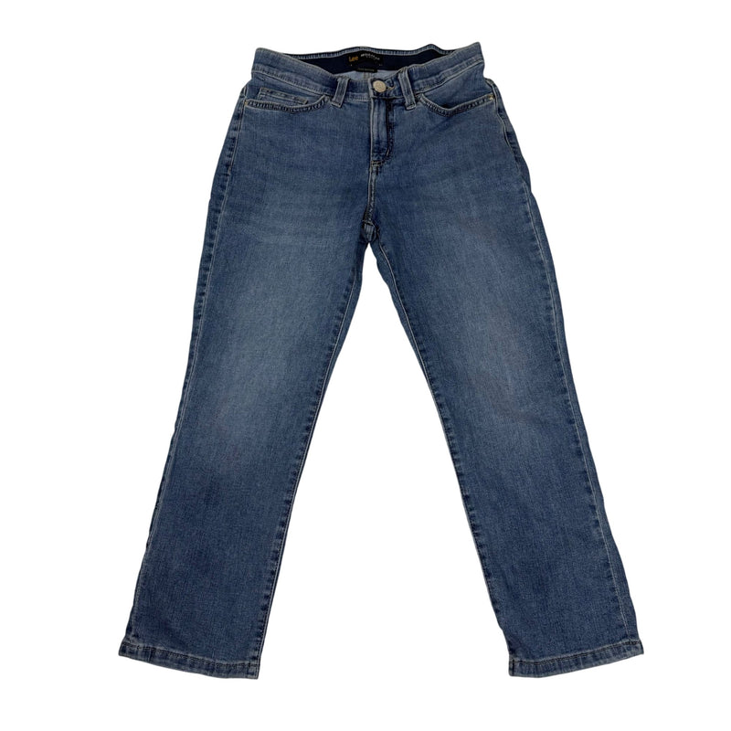 Lee Regular Fit Mid Rise Straight Leg Jeans Flex Motion Stretch Blue Size 2 Medium