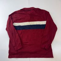 Tommy Hilfiger Long Sleeve Rugby Polo Shirt – Burgundy/Navy/White – Size S