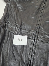 Wilsons Leather Pelle Studio Black Leather Jacket Womens M Longline Car Coat 2000s