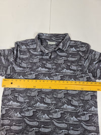 PGA Tour Golf Polo Shirt All Over Novelty Print Grey Size XL Mens