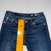 Miss Me Embellished Boot Cut Jeans Dark Blue Crystal Pockets Size 28