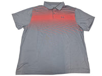 Under Armour Performance Golf Polo Shirt Grey Coral Stripe Mens 4XL Loose Fit