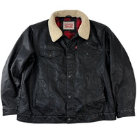 Vintage Levi's Sherpa Collar Faux Leather Trucker Jacket – Men's 2XL