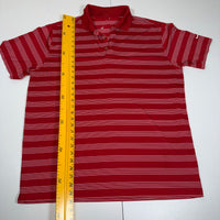 Nike Golf Polo Shirt Mens XL Red White Striped Dri-Fit Performance Short Sleeve