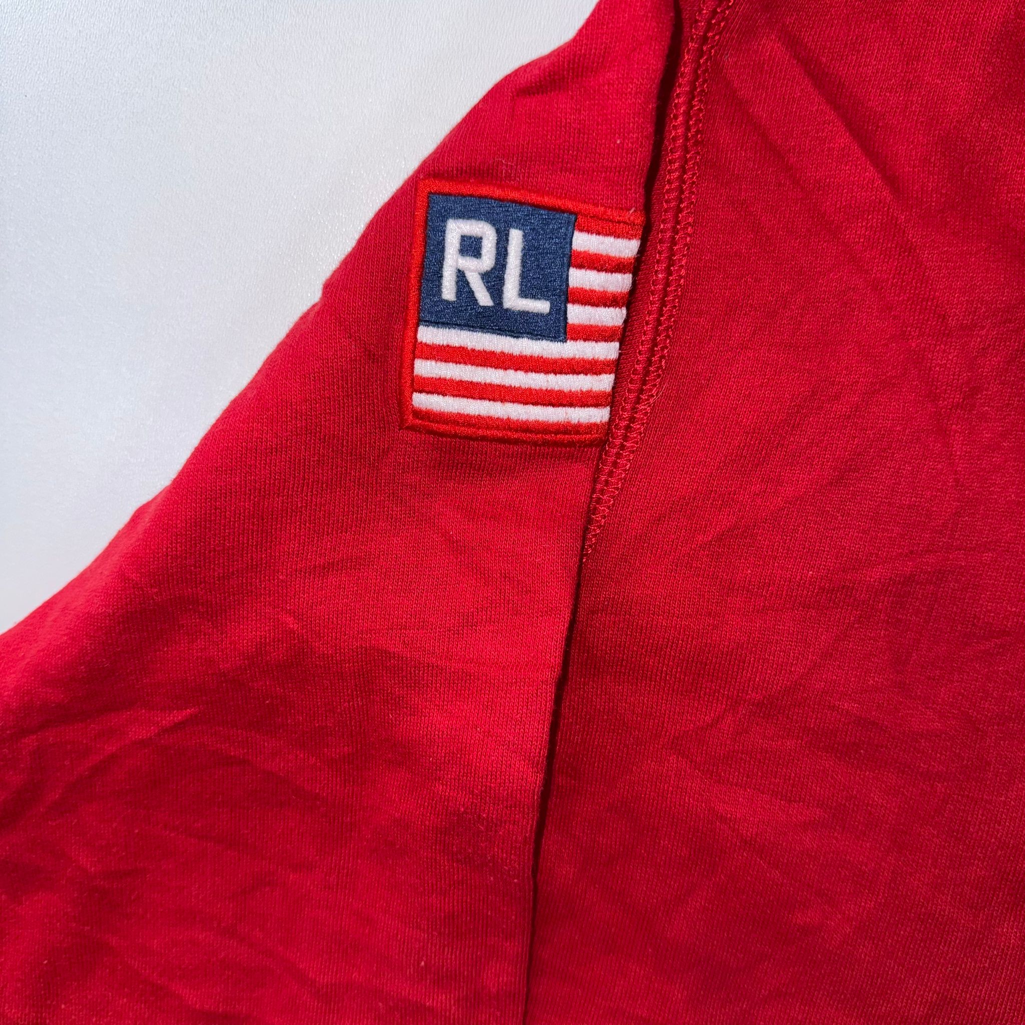 Polo Ralph Lauren USA Big Pony Red Zip Hoodie Jacket Men’s Medium M RL Flag Patch