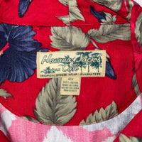 Havana Jack's Cafe Red Floral Hawaiian Vest Coconut Buttons Rayon Size 2X