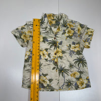 Havana Jack's Cafe Cream Yellow Hawaiian Shirt Coconut Buttons Petite Size PS