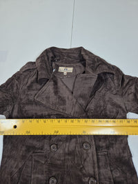 Juicy Couture Corduroy Pea Coat Jacket Brown Double Breasted Womens M Y2K